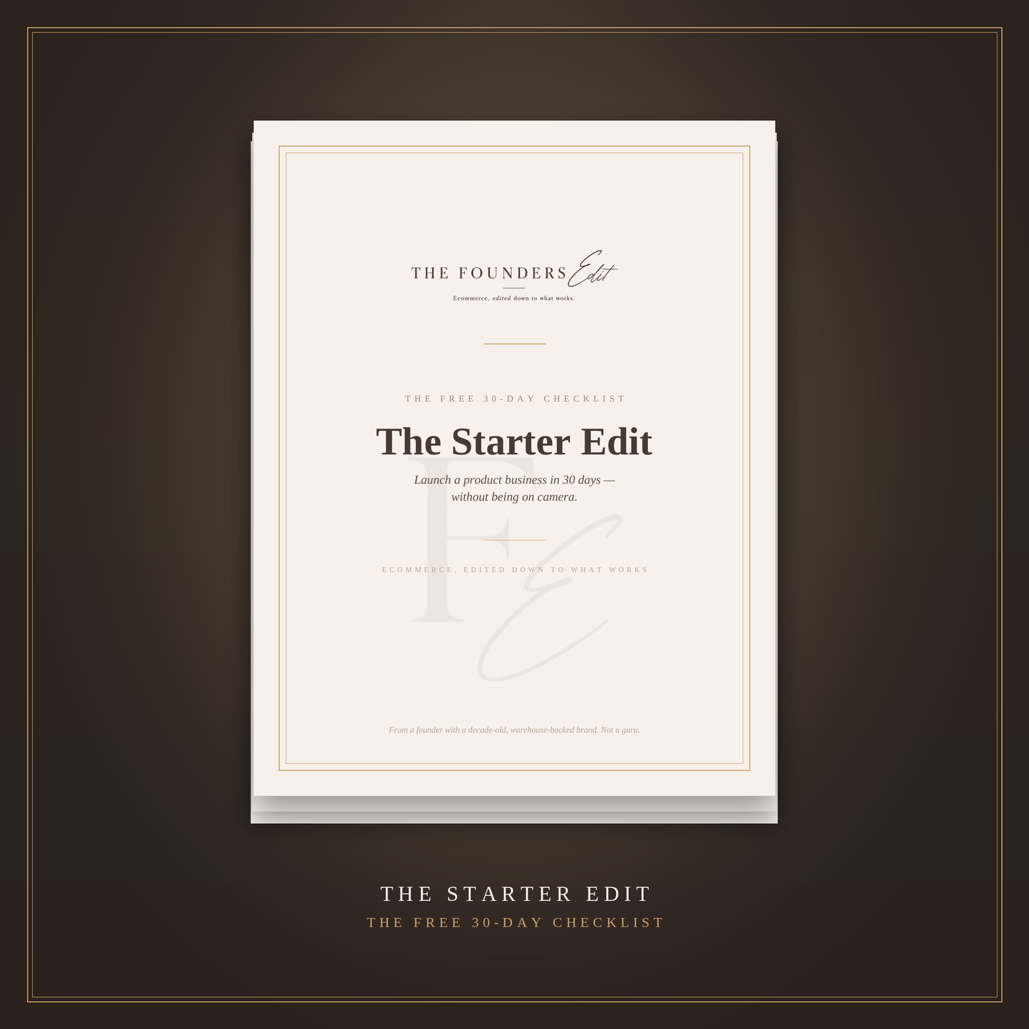 The Starter Edit, free 30 day checklist cover to launch a product business without being on camera