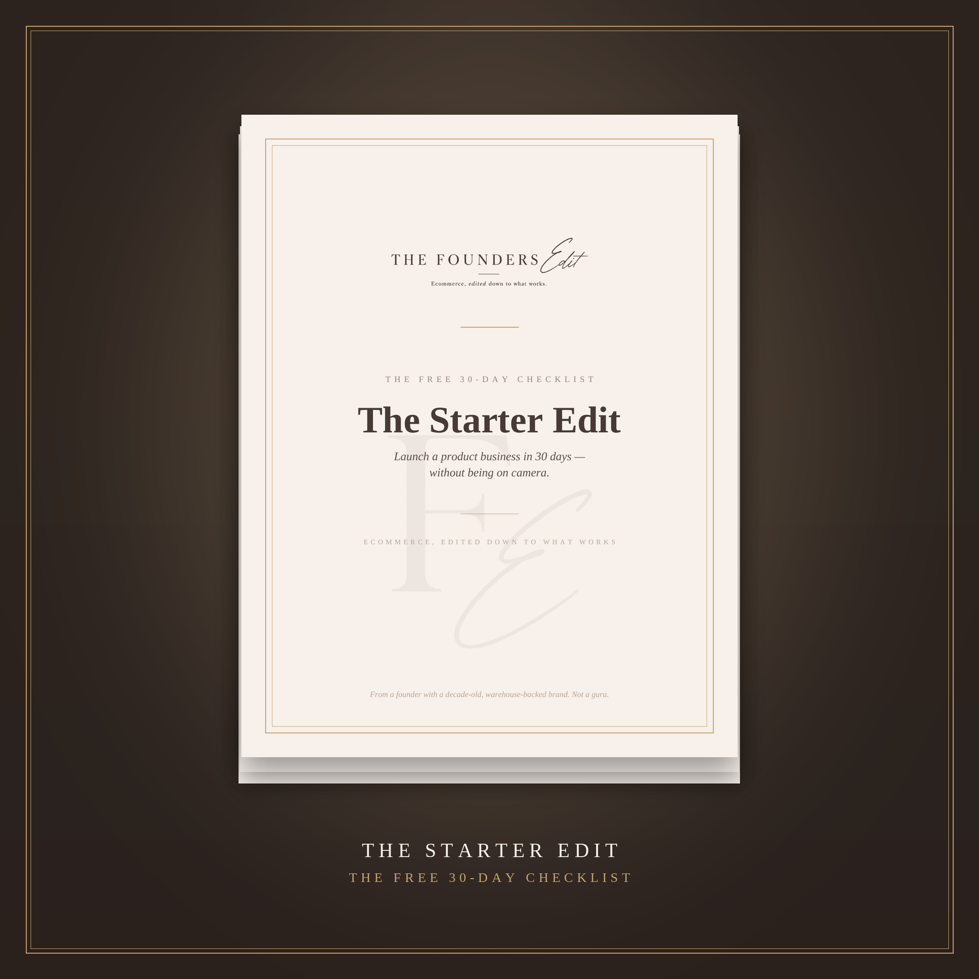 The Starter Edit, free 30 day checklist cover to launch a product business without being on camera